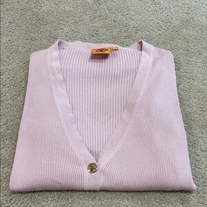 Tory Burch Women's V-Neck Cardigan Sweater in Light Pink.  Size M
